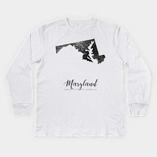 Maryland state map Kids Long Sleeve T-Shirt